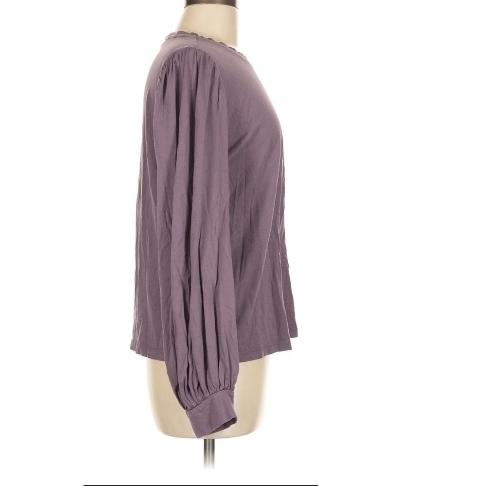 Lunya Long Puff Sleeve Tee Shirt Organic Pima Cotton Purple Size Medium - Picture 4 of 8